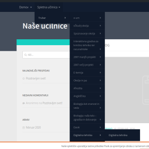 Slika s prikazom spletne učilnice kot elementom v meniju